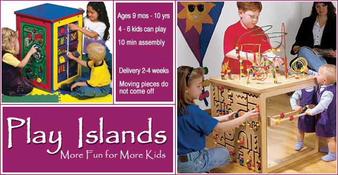 Waiting room toys: play islands, play cubes, children's activity centers, preschool toys, school age toys